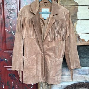 Vintage fringe leather jacket size M